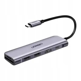 ugreen-hub-adapter-6w1-usb-c-do-komputerow-2x-usb-3-0-hdmi-sd-microsd-100w