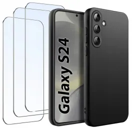 zestaw-etui-do-samsung-s24-matowe-czarne-silikon-slim-3-sztuki-szklo