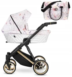 gondola-wozek-dla-dziecka-w-kwiaty-ivento-premium-1w1-bialy-zlota-rama