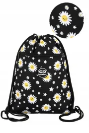 worek-na-buty-stoj-sportowy-coolpack-czarny-biale-stokrotki-kwiatki-plecak