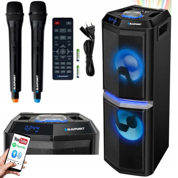 Kolumna Aktywna Blaupunkt PS10DB PartyBox 2x Mikrofon Pilot BT USB karaoke