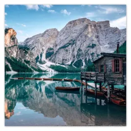 plakaty-70x70-gorskie-jezioro-i-domek