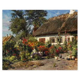 plakaty-50x40-wiejski-domek-z-kwiatami