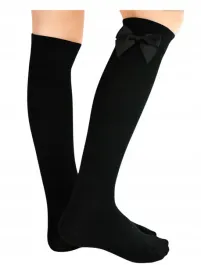 podkolanowki-dziewczece-czarne-z-kokardka-ozdobne-1para-modne-rozmiar-31-34