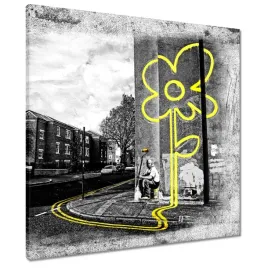 obrazy-60x60-banksy-zolty-kwiatek