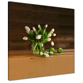 obrazy-60x60-biale-tulipany-w-wazonie