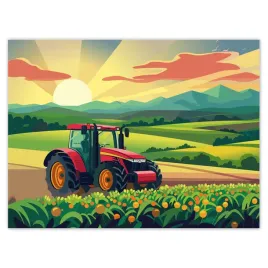 plakaty-40x30-traktor-w-polu-o-zachodzie-slonca