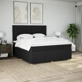 vidaxl-lozko-kontynentalne-z-materacem-czarne-tkanina-180x200-cm