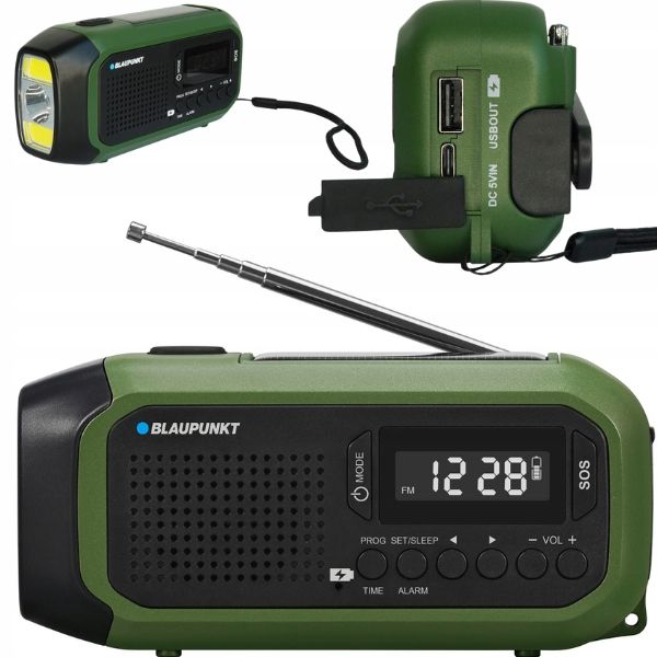 RADIO PRZENOŚNE FM TURYSTYCZNE BLAUPUNKT ER20 LATARKA SOS SOLAR DYNAMO
