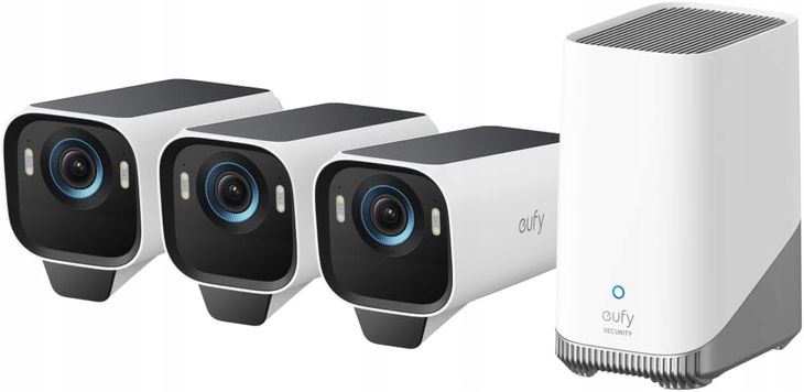 ﻿Kamera zewnętrzna Eufy Eufycam S3 Pro 4K MaxColor Zestaw 3-kamer Homekit