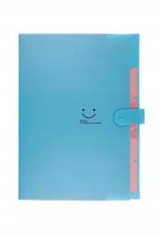 teczka-a4-plastikowa-z-5-przegrodkami-niebieska