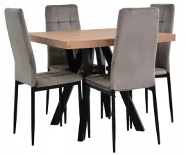 stol-rozkladany-90x90-190cm-4-krzesla-tapicerowane-welur-szaro-bezowy