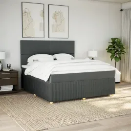vidaxl-lozko-kontynentalne-z-materacem-ciemnoszara-tkanina-180x200-cm