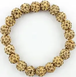 zolta-bransoletka-z-koralikow-shamballa-elastyczna-recznie-robiona