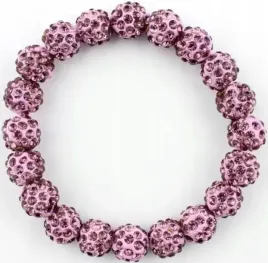 rozowa-bransoletka-z-koralikow-shamballa-elastyczna-recznie-robiona
