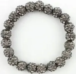 szara-bransoletka-z-koralikow-shamballa-elastyczna-recznie-robiona