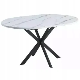 stol-rozkladany-gaston-fi100cm-bialy-efekt-marmuru-czarny-styl-loft