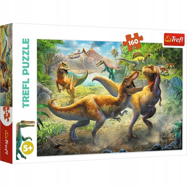﻿Puzzle 160 elementów Walczące tyranozaury 15360 Trefl-Zdjęcie-0