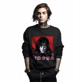 bluza-czarna-meska-nadruk-japonski-wojownik-xl