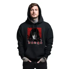 bluza-czarna-meska-z-kapturem-nadruk-japonski-wojownik-l