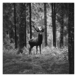 fototapety-312x312-jelen-w-lesie-bandw