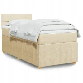 vidaxl-lozko-kontynentalne-z-materacem-kremowe-tkanina-100x200-cm