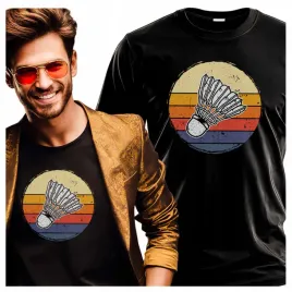koszulka-meska-z-nadrukiem-lotka-badminton-retro-sport-zachod-slonca