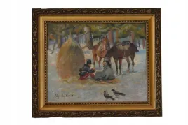 wojciech-kossak-odpoczynek-zolnierzy-zimowa-scena-obraz-olejny