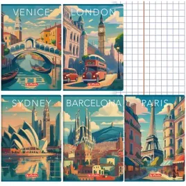 zeszyt-a5-kratka-60-kartek-margines-herlitz-retro-city-laminowany-5-szt