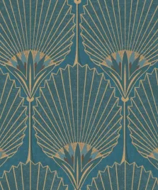 tapeta-art-deco-w-zlote-wachlarze-turkusowe-tlo