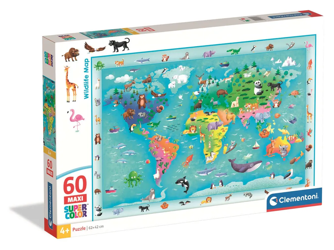 puzzle-60-elementow-maxi-super-kolor-wildlife-map