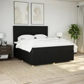 vidaxl-lozko-kontynentalne-z-materacem-czarne-tkanina-180x200-cm