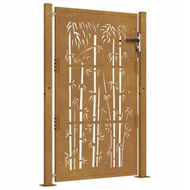 furtka-ogrodowa-105x130-cm-stal-kortenowska-motyw-bambusa