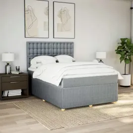 vidaxl-lozko-kontynentalne-z-materacem-jasnoszare-tkanina-160x200-cm