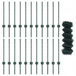 vidaxl-ogrodzenie-z-siatki-z-22-slupkami-u-zielone-06x25-m-stal