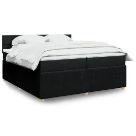 vidaxl-lozko-kontynentalne-z-materacem-czarne-tkanina-200x200-cm