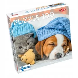 puzzle-100-cute-kitten-and-sleepy-dog