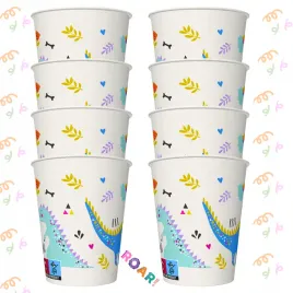 kubki-papierowe-do-napojow-dinozaury-impreza-urodzinowa-250ml-8-sztuk