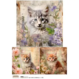 papier-ryzowy-a4-scraplove-cat-junk-journal-2-koty-kwiaty