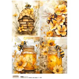 papier-ryzowy-a4-scraplove-honey-and-bees-1-pszczoly-i-miod