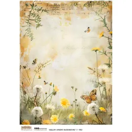 papier-ryzowy-a4-scraplove-yellow-spring-background-1-kwiaty-polne-motyle