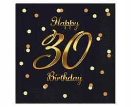 serwetki-bandc-happy-30-birthday-czarne-33x33cm-20szt-godan