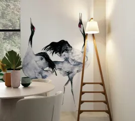tapeta-mural-dwa-zurawie-jasnoszare-tlo