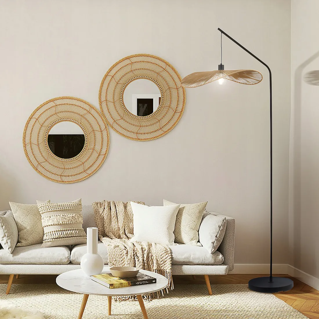 LAMPA PODŁOGOWA STOJĄCA BOHO LOFT DESIGNERSKA Z TRAWY