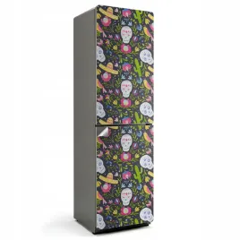 samoprzylepna-folia-na-lodowke-sticker-do-kuchni-wzor-czaszek-i-roslin
