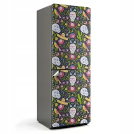 stylowa-naklejka-sticker-na-lodowke-design-w-kuchni-wzor-czaszek-i-roslin