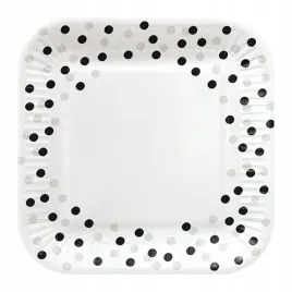 talerzyki-kwadratowe-konfetti-czarne-srebrne-urodziny-silver-black-23cm-8sz