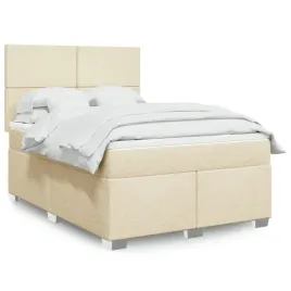 vidaxl-lozko-kontynentalne-z-materacem-kremowe-tkanina-140x190-cm
