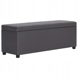 lawka-ze-schowkiem-116-cm-szara-sztuczna-skor