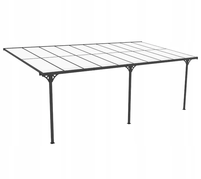 ZADASZENIE TARASU 3x6m ALTANA WIATA GARAŻOWA ALUMINIUM POLIWĘGLAN 6mm CZERŃ
